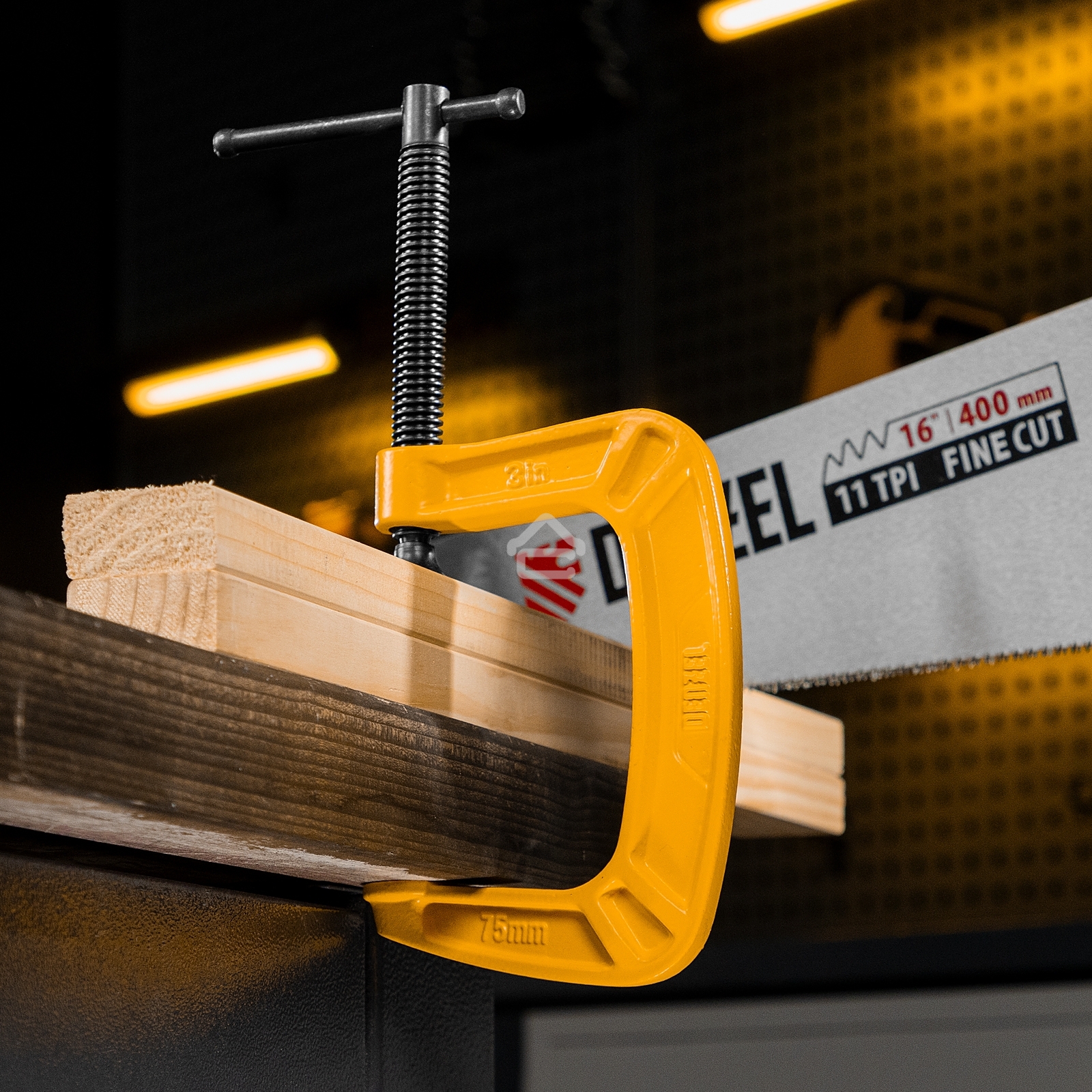 Струбцина Denzel G-образная усиленная, 75 мм