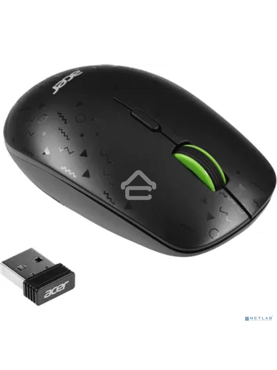 Мышь беспроводная Acer OMR307 черный, 1600 dpi, радиоканал, USB, кнопки - 4