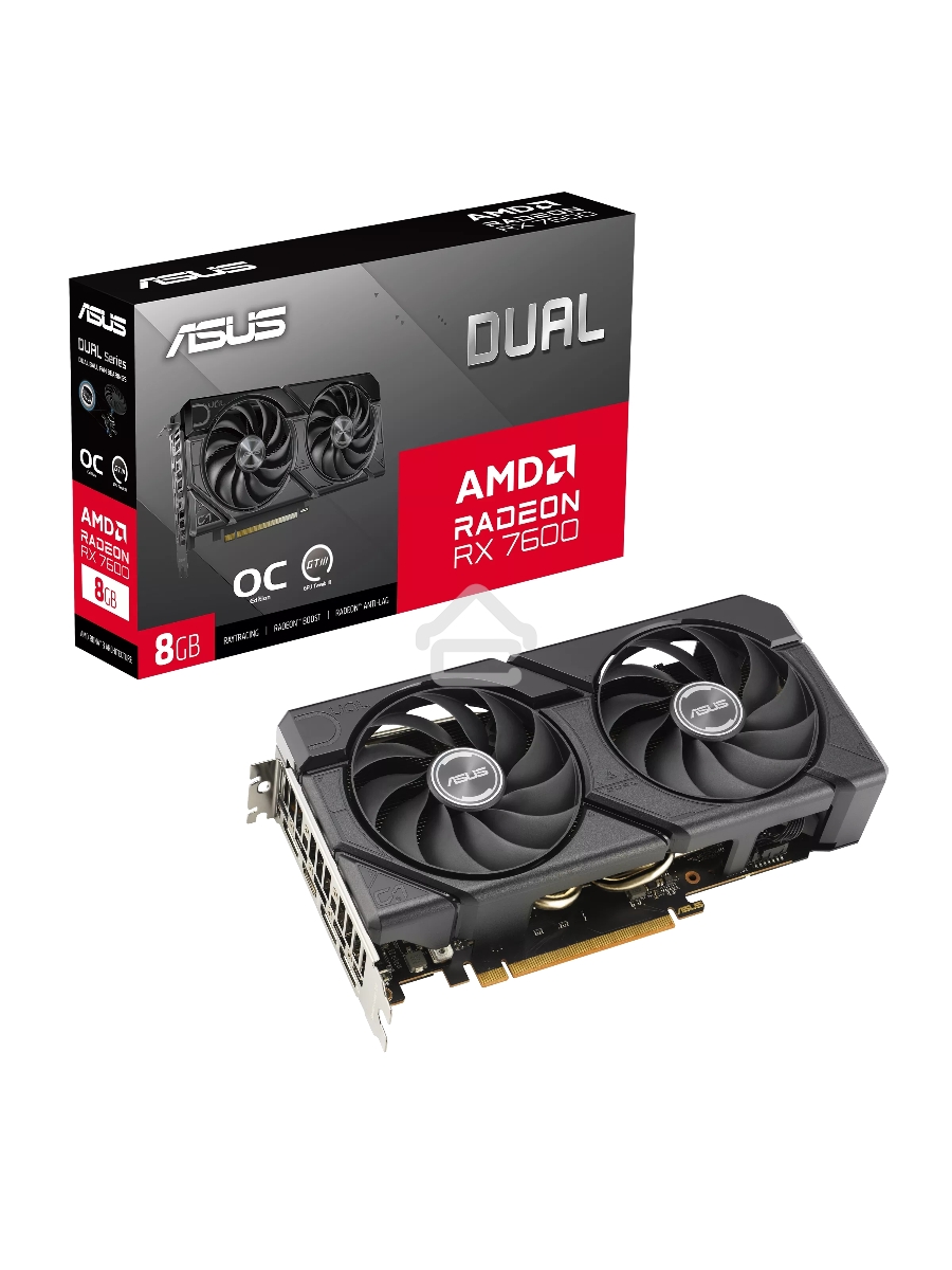 Видеокарта Asus AMD Radeon RX 7600 8Gb PCI-E DUAL-RX7600-O8G-EVO 128bit GDDR6 2280/18000 HDMIx1 DPx3 HDCP Ret