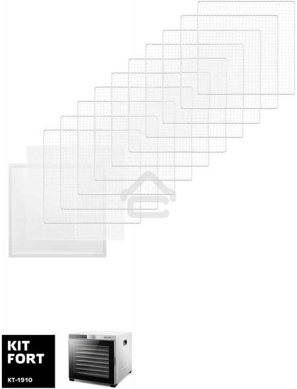 Сушилка для овощей и фруктов Kitfort КТ-1910 10под. 1000 Вт, нержавеющая сталь