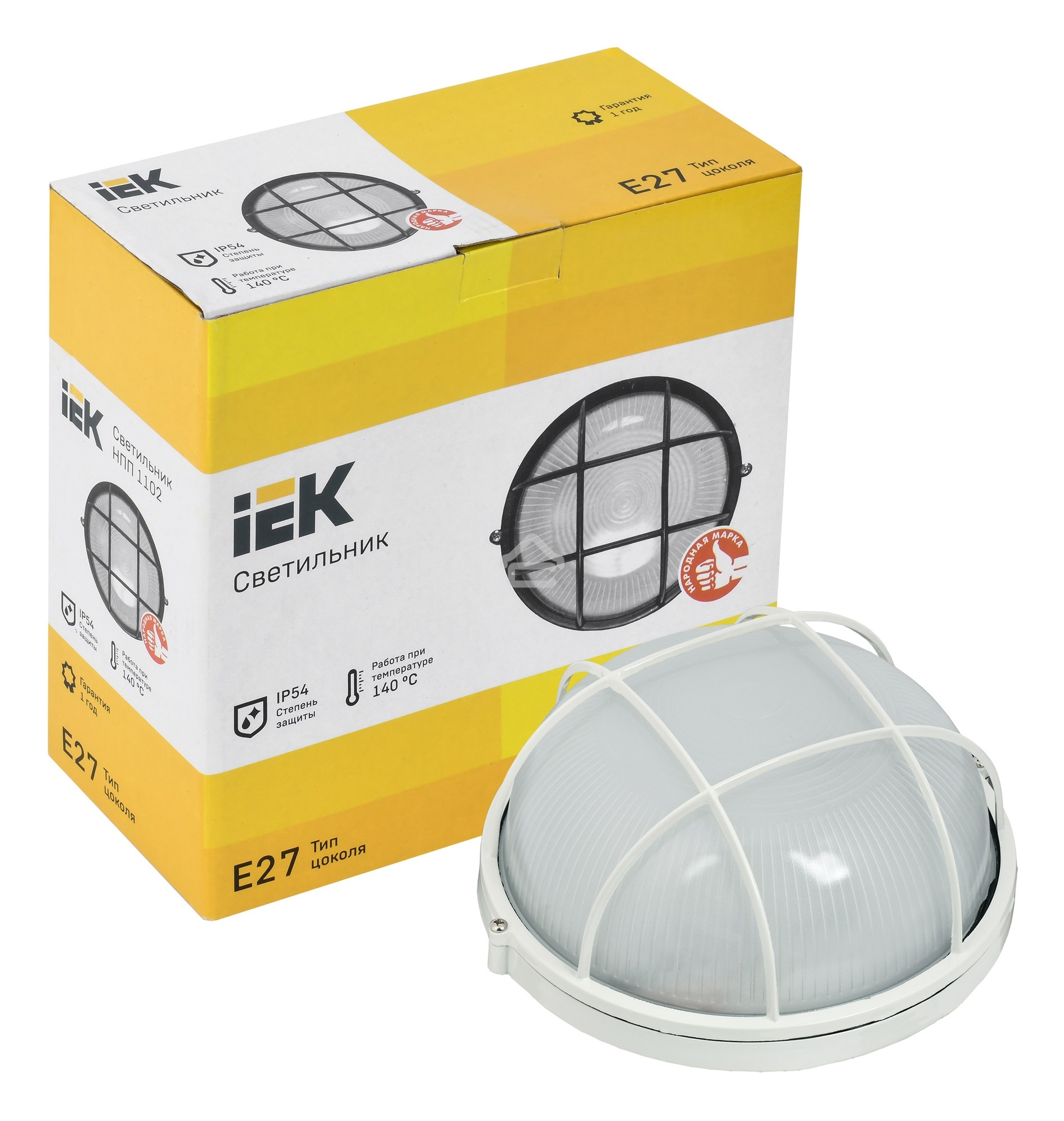 Светильник Iek LNPP0-1102-1-100-K01 НПП1102 белый/круг с реш. 100Вт IP54 ИЭК