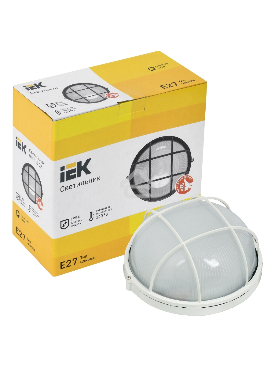 Светильник Iek LNPP0-1102-1-100-K01 НПП1102 белый/круг с реш. 100Вт IP54 ИЭК