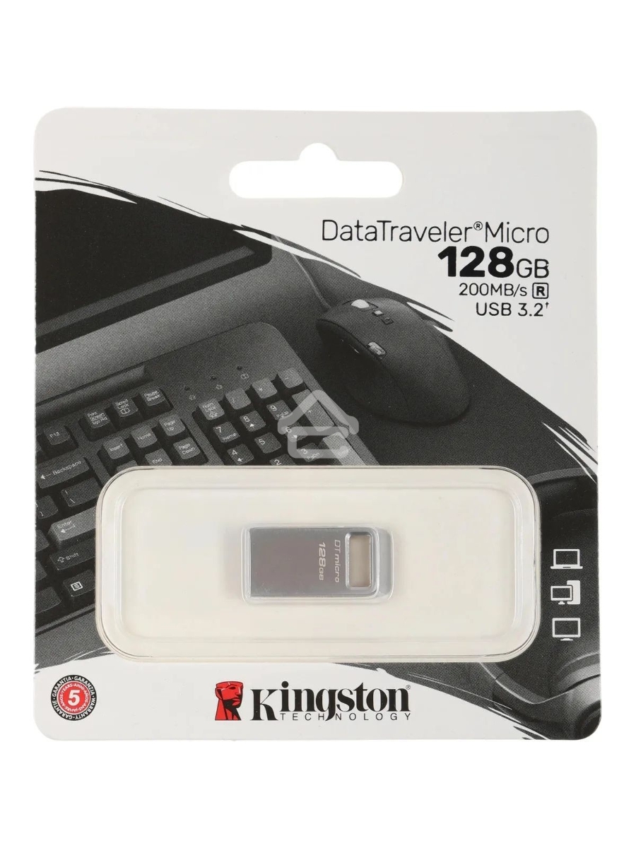 Флеш диск Kingston 128Gb DataTraveler Micro DTMC3G2/128GB USB3.0 серебристый