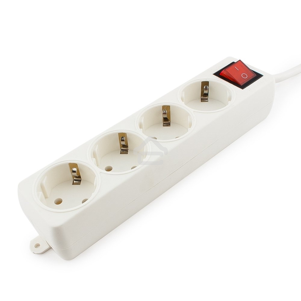 Сетевой фильтр Гарнизон ELB-G4-W-5, 4 евророзетки с выключателем и заземлением, допустимый ток 16А, длина 5 м.