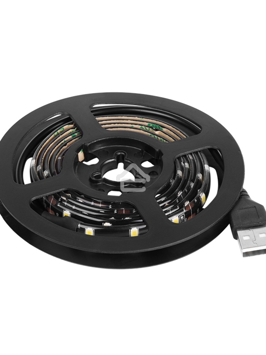 Лента LED с USB коннектором 5 В, 8 мм, IP65, SMD 2835, 60 LED/m, цвет свечения теплый белый (3000 K)