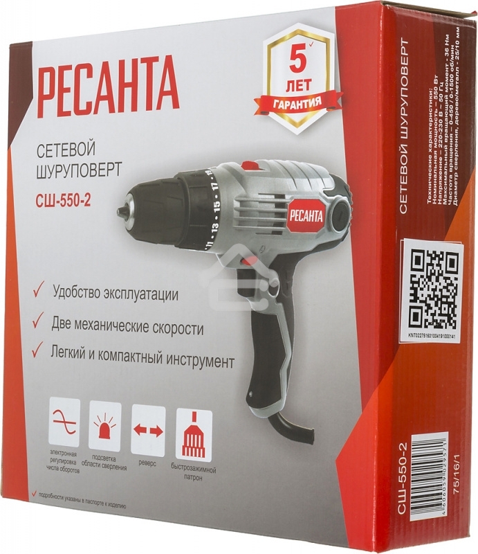 Дрель-шуруповерт Ресанта СШ-550-2 550Вт