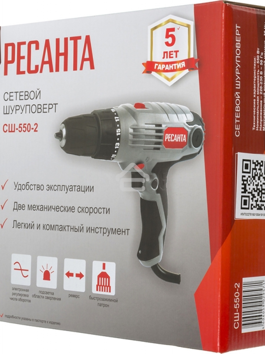Дрель-шуруповерт Ресанта СШ-550-2 75/16/1, Сетевая, 550Вт
