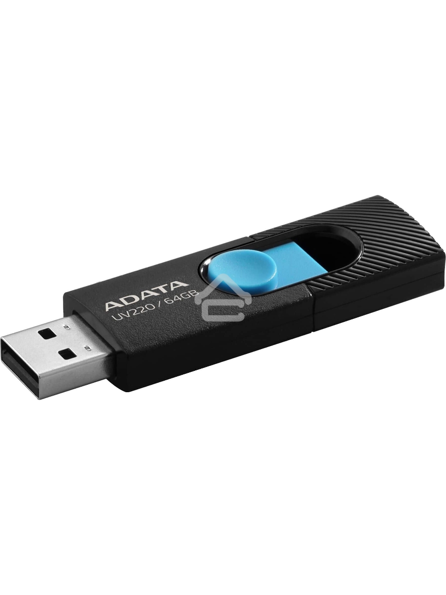 Флеш диск 64GB ADATA UV220, USB 2.0, черный/голубой