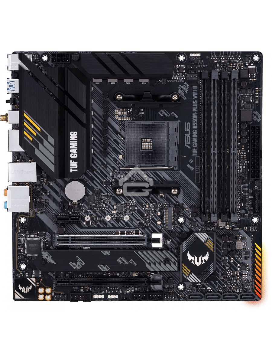 Материнская плата ASUS TUF GAMING B550M-PLUS WI-FI II, AM4, AMD B550, 4xDDR4, 4xSATA, 2xM.2, 1xPCIe 4.0 x16, 1xPCIe 3.0 x4, 1xPCIe x1, 1xDP, 1xHDMI, 1x 2.5Gb LAN, 1xUSB-C 3.2 Gen 2, 4xUSB-A 3.2 Gen 1, 2xUSB-A 2.0, 5x3.5 мм, TOSLINK, 7.1, mATX
