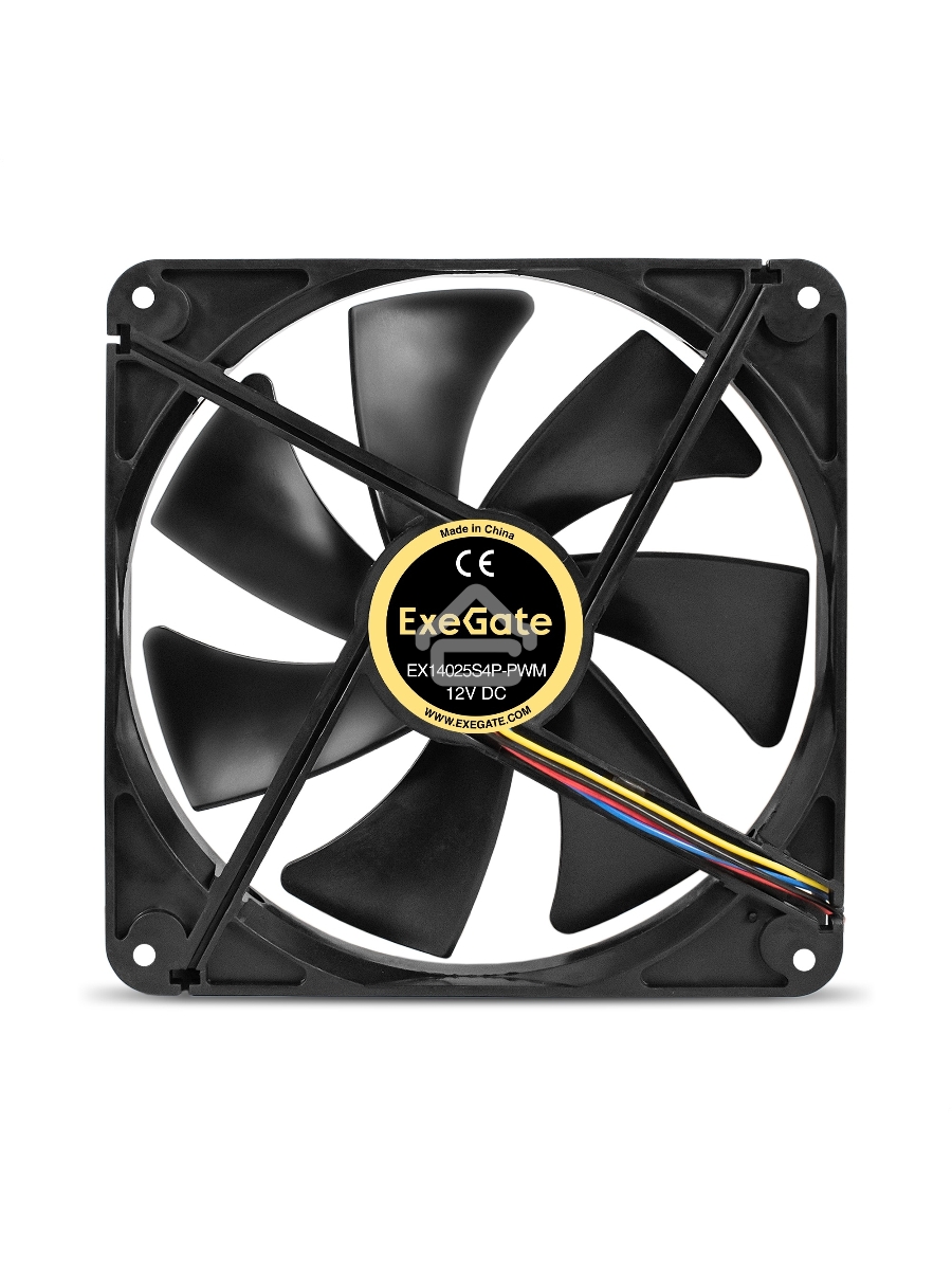 Вентилятор для корпуса ExeGate EX14025S4P-PWM черный, 140 мм, 1200 об/мин, 24 дБ, 4 pin