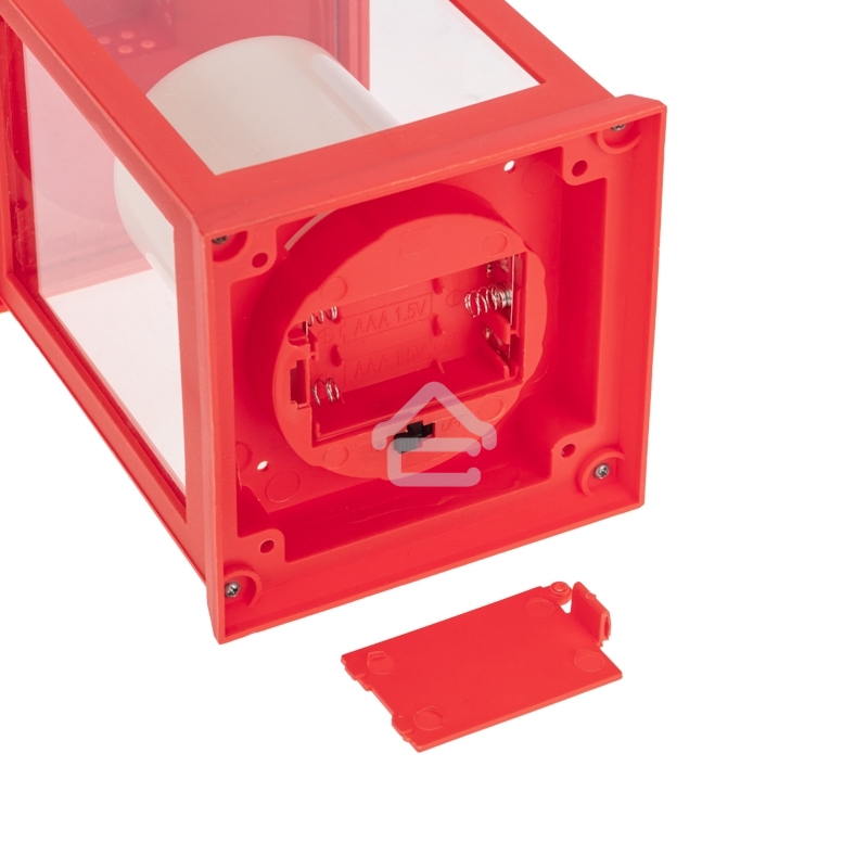 Декоративный фонарь Neon-night со свечкой, красный корпус, размер 10,5х10,5х24см, теплый белый