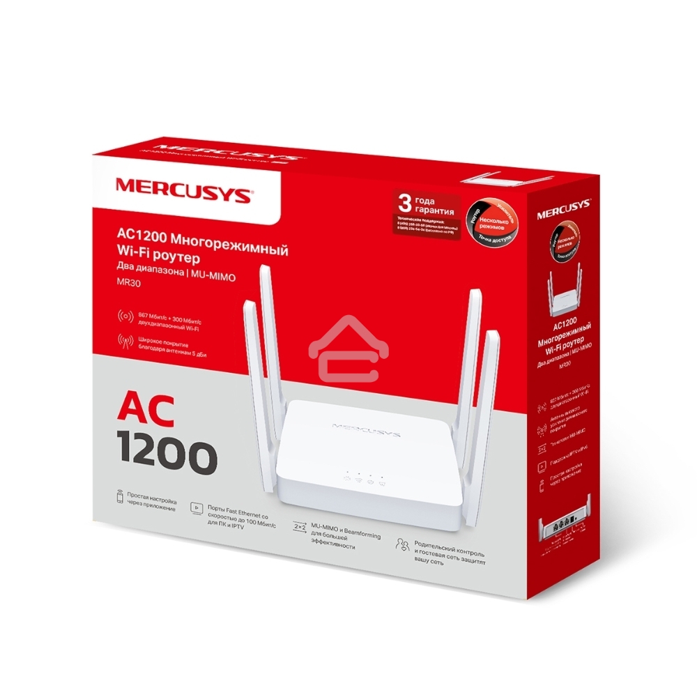 Роутер AC1200 Dual-Band Wi-Fi RouterSPEED: 300 Mbps at 2.4 GHz + 867 Mbps at 5 GHz SPEC: 4× Fixed External Antennas, 2× Gigabit LAN Ports, 1× Gigabit WAN PortFEATURE: Router/Access Point Mode, WPS/Reset Button, IPTV, IPv6, Beamforming, MU-MIMO