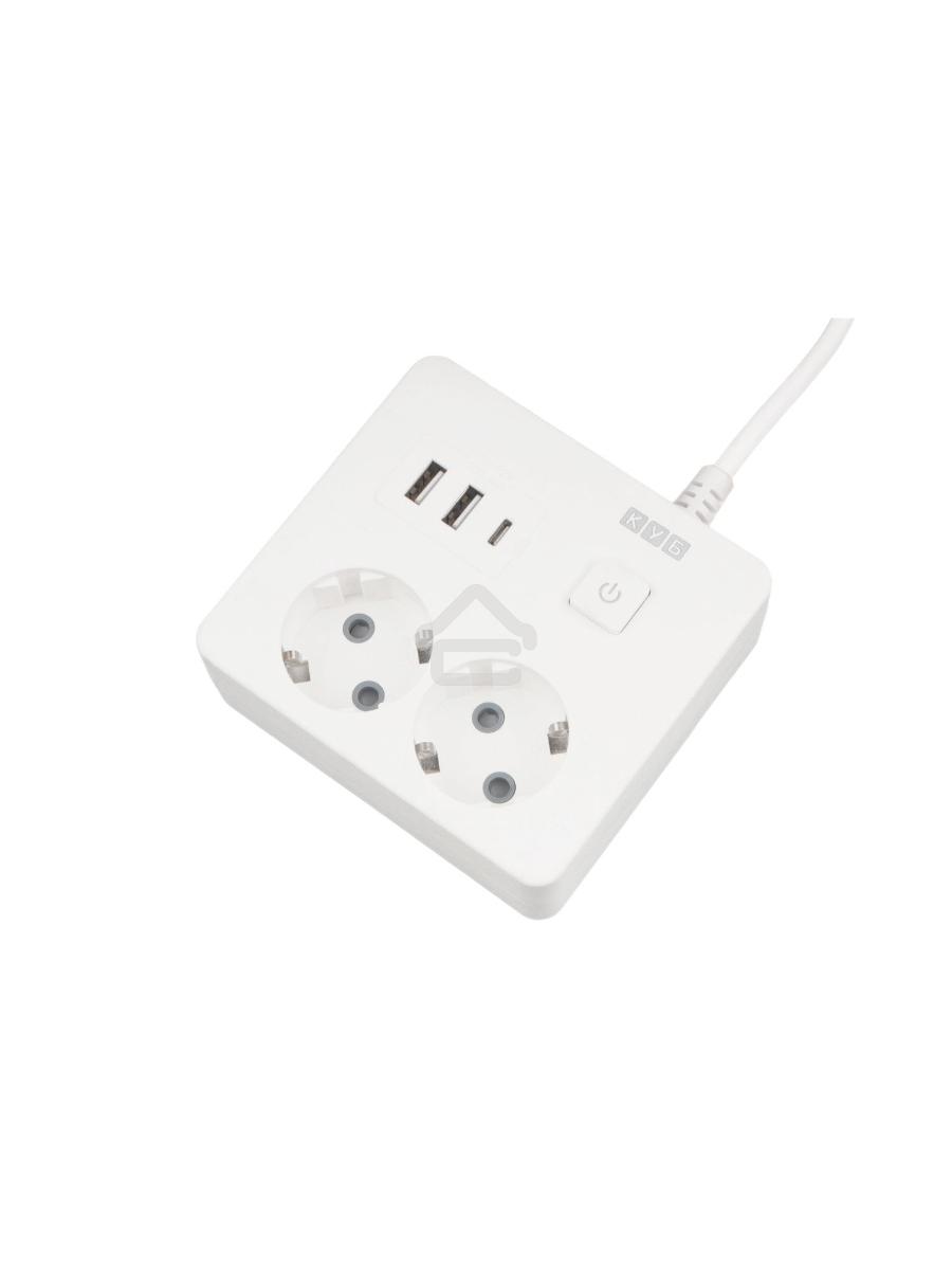 Удл. PC 0,5м, 2р с/з, с вык.16А, 3USB, бел. кв SPG5-A4