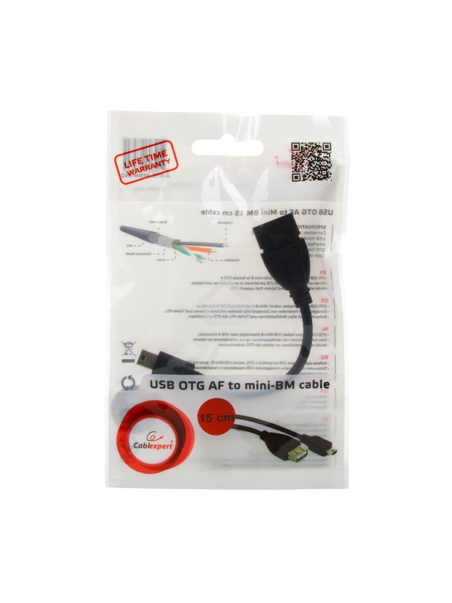 Кабель Gembird/Cablexpert A-OTG-AFBM-002 AF/Mini-BM, 0.15м, пакет