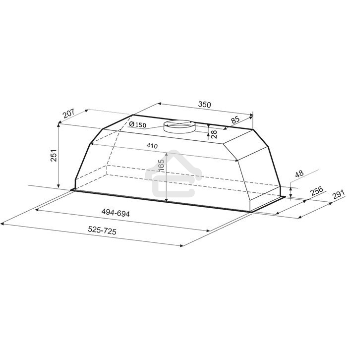 Вытяжка встраиваемая Krona Ameli 600 inox PB нержавеющая сталь, 60 см, 633 куб. м/ч, 50 дБ