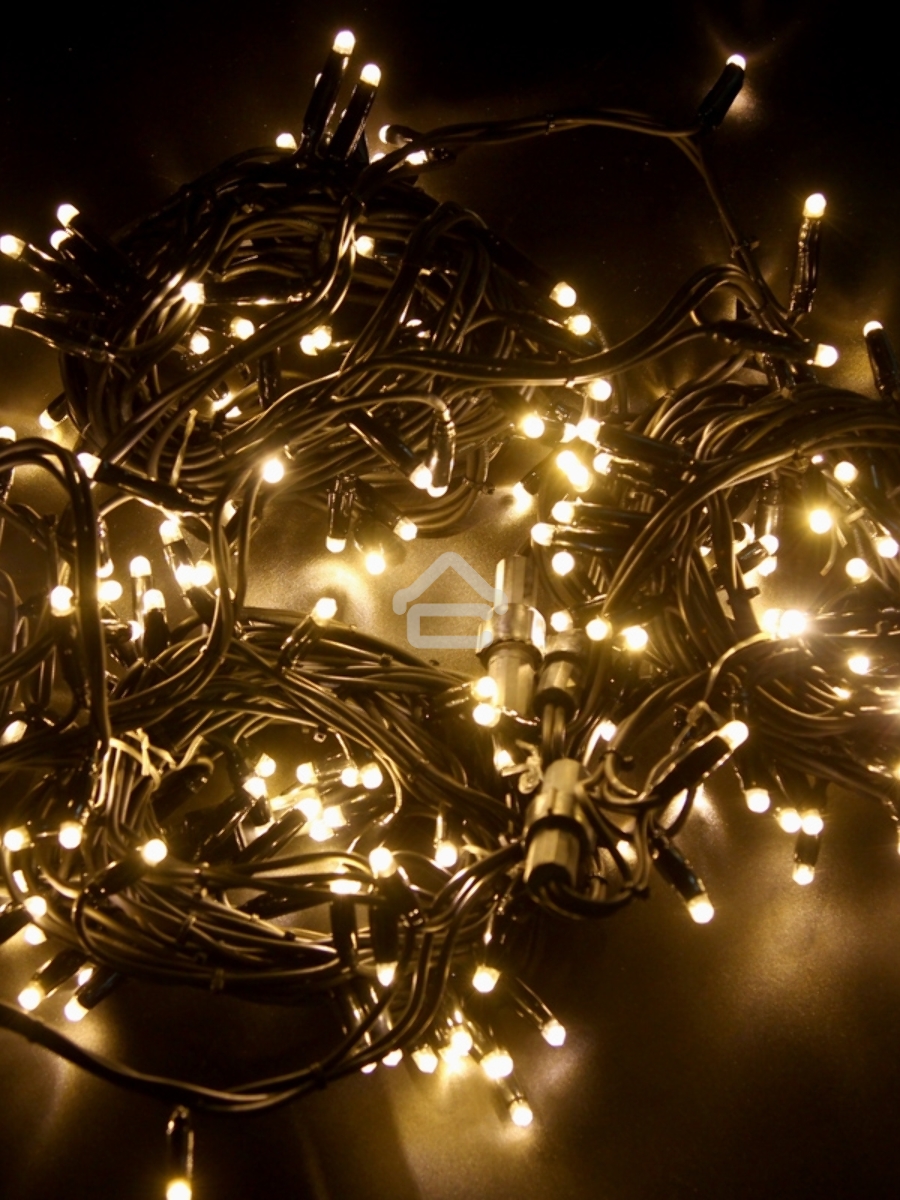 Гирлянда модульная «Дюраплей LED» 20 м, 200 LED, черный каучук, свечение теплое белое