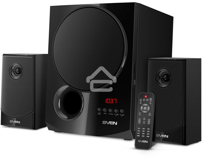 Акустическая система 2.1 SVEN MS-2080 / 70 Watt / ~220V 50Hz / FM-тюнер, USB/ SD, дисплей / BLUETOOTH / ПДУ / Black