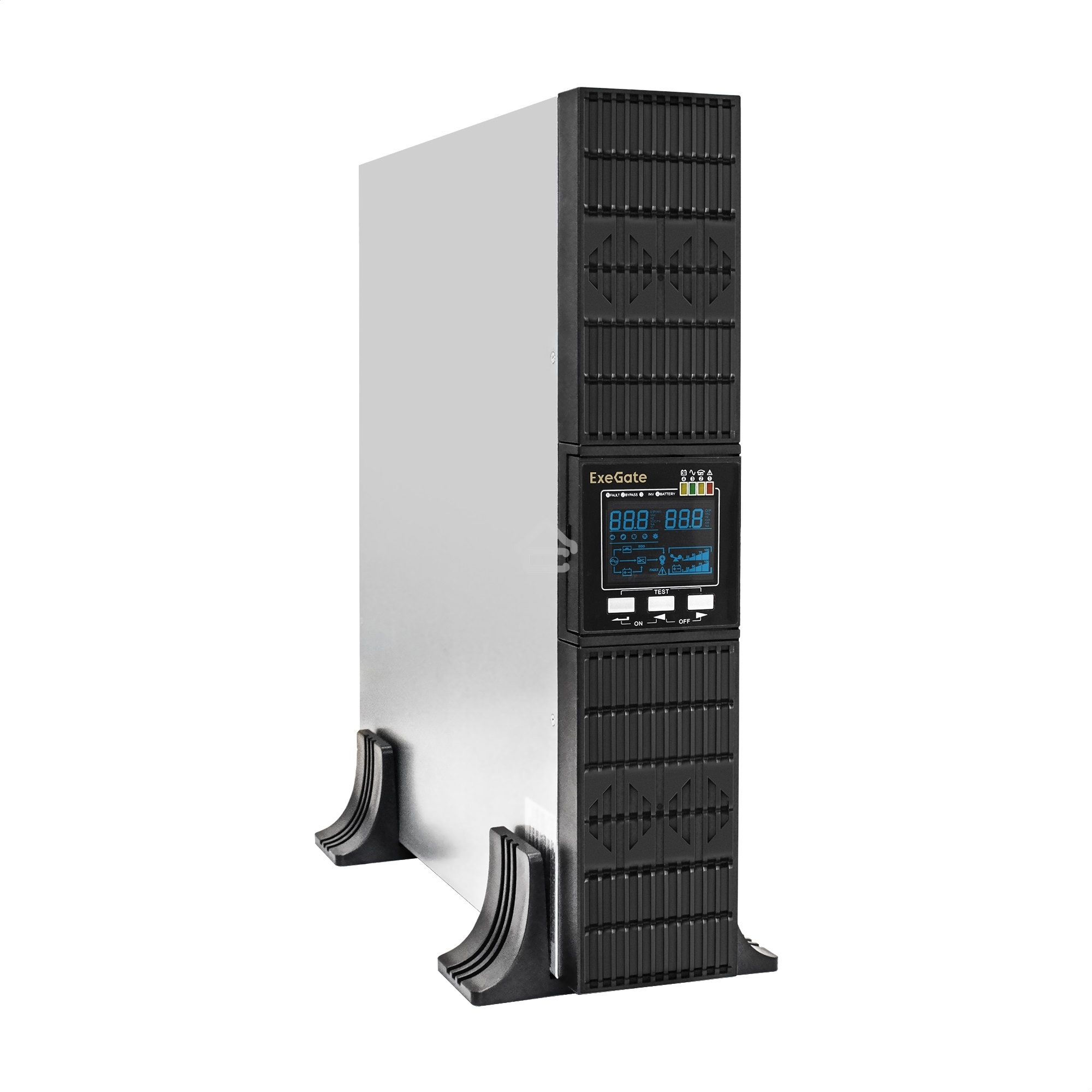 Источник бесперебойного питания On-line ExeGate EP285648RUS PowerExpert ULS-3000.LCD.AVR.C13.USB.RS232.SNMP.2U <3000VA/3000W, On-Line, PF=1, LCD, 6*IEC-C13, RS232, USB, SNMP-slot, Rackmount 2U/Tower, Black>