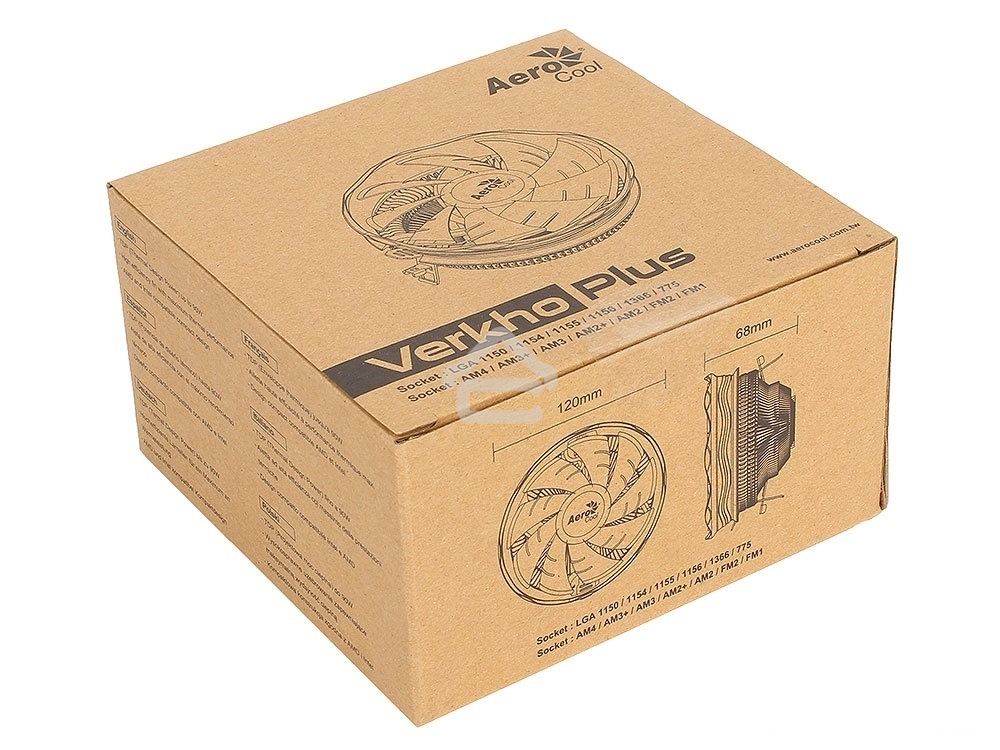 Кулер для процессора AeroCool/Formula Verkho Plus серебристый/черный, 120 мм, алюминий, 2000 об/мин, 26.5 дБ, 4 pin, 110 Вт, 68 мм