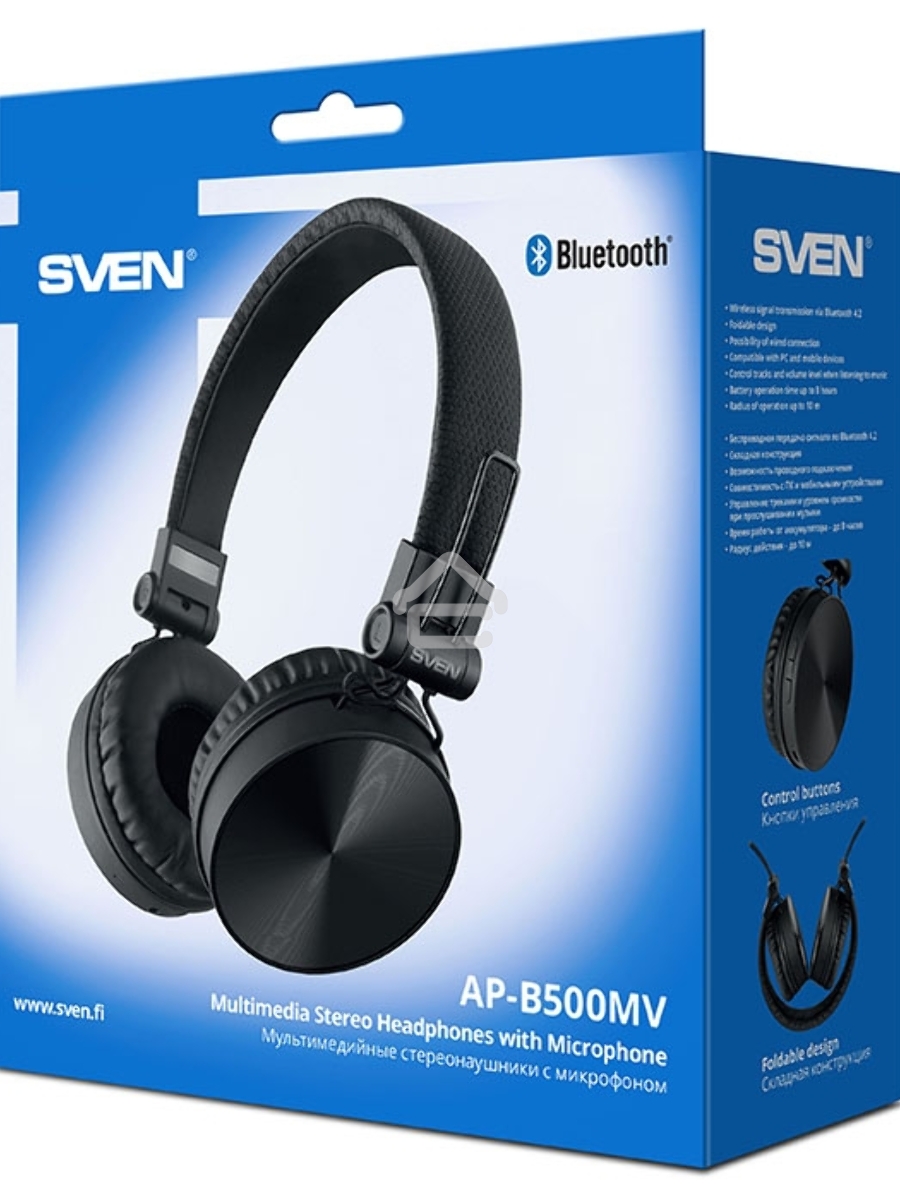 Наушники с микрофоном SVEN AP-B500MV черный Bluetooth