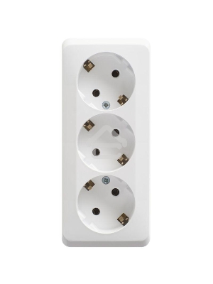 Тройная розетка Schneider Electric ЭТЮД O/У с заземлением без шторок 16А 250B, БЕЛЫЙ, Россия