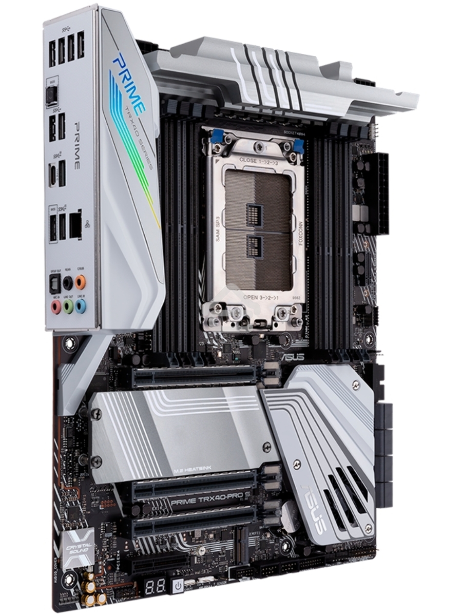 Материнская плата ASUS Pro WS WRX80E-SAGE SE WIFI, sWRX8, AMD WRX80, 8xDDR4, 8xSATA, 3xM.2, 7xPCI-E 4.0 x16, 2x 10Gb LAN, 8xUSB-A 3.2 Gen 2, 5x3.5 мм, 7.1, E-ATX