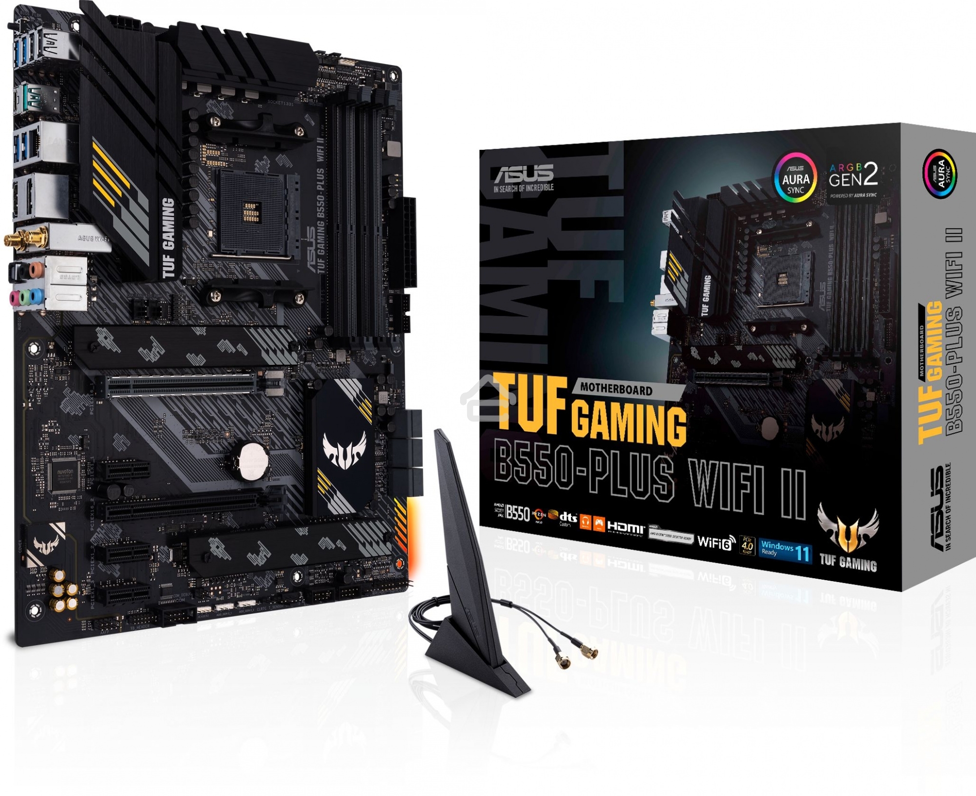 Материнская плата ASUS TUF GAMING B550M-PLUS WI-FI II, AM4, AMD B550, 4xDDR4, 4xSATA, 2xM.2, 1xPCIe 4.0 x16, 1xPCIe 3.0 x4, 1xPCIe x1, 1xDP, 1xHDMI, 1x 2.5Gb LAN, 1xUSB-C 3.2 Gen 2, 4xUSB-A 3.2 Gen 1, 2xUSB-A 2.0, 5x3.5 мм, TOSLINK, 7.1, mATX