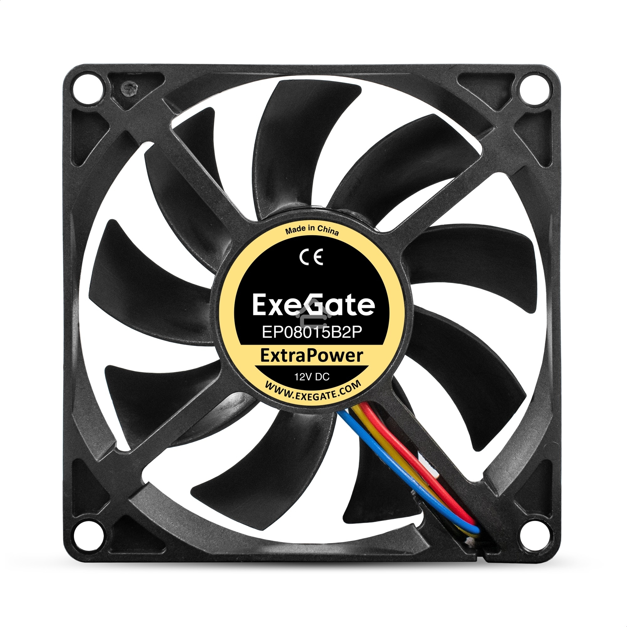 Вентилятор для корпуса ExeGate ExtraPower EP08015B2P черный, 80 мм, 2600 об/мин, 26 дБ, 2 pin