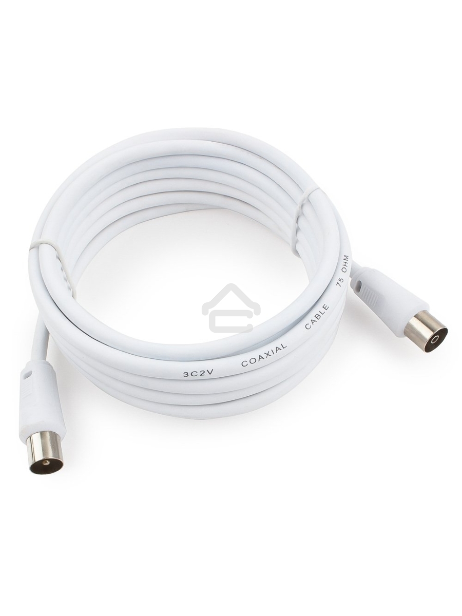 Кабель телевизионный Cablexpert CCV-515-W-3M, Coaxial M/F, белый, 3м