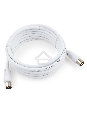Кабель телевизионный Cablexpert CCV-515-W-3M, Coaxial M/F, белый, 3м