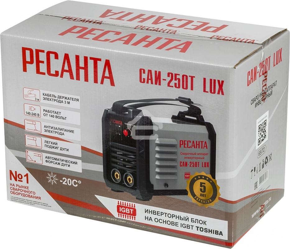 Сварочный аппарат Ресанта САИ-250Т LUX инвертор ММА DC 9.5кВт