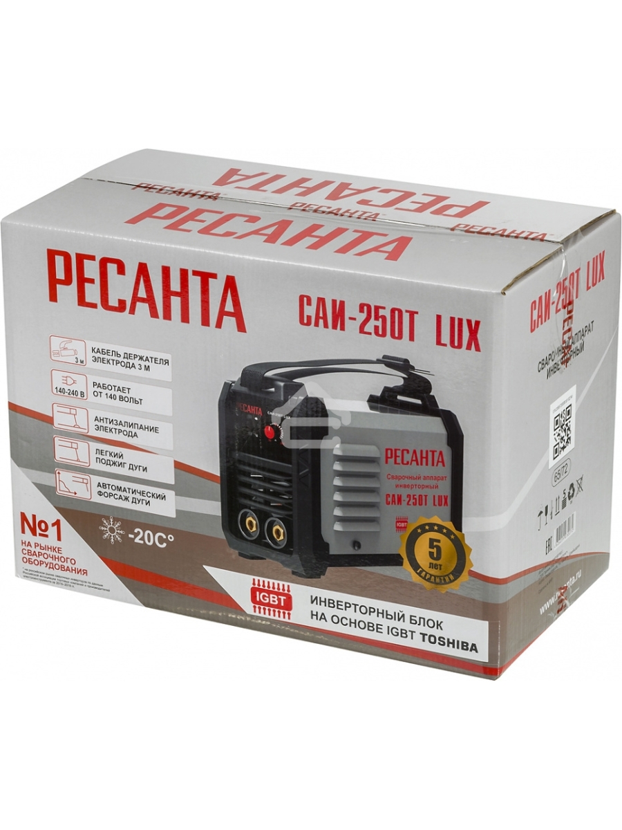 Сварочный аппарат Ресанта САИ-250Т LUX инвертор ММА DC 9.5кВт