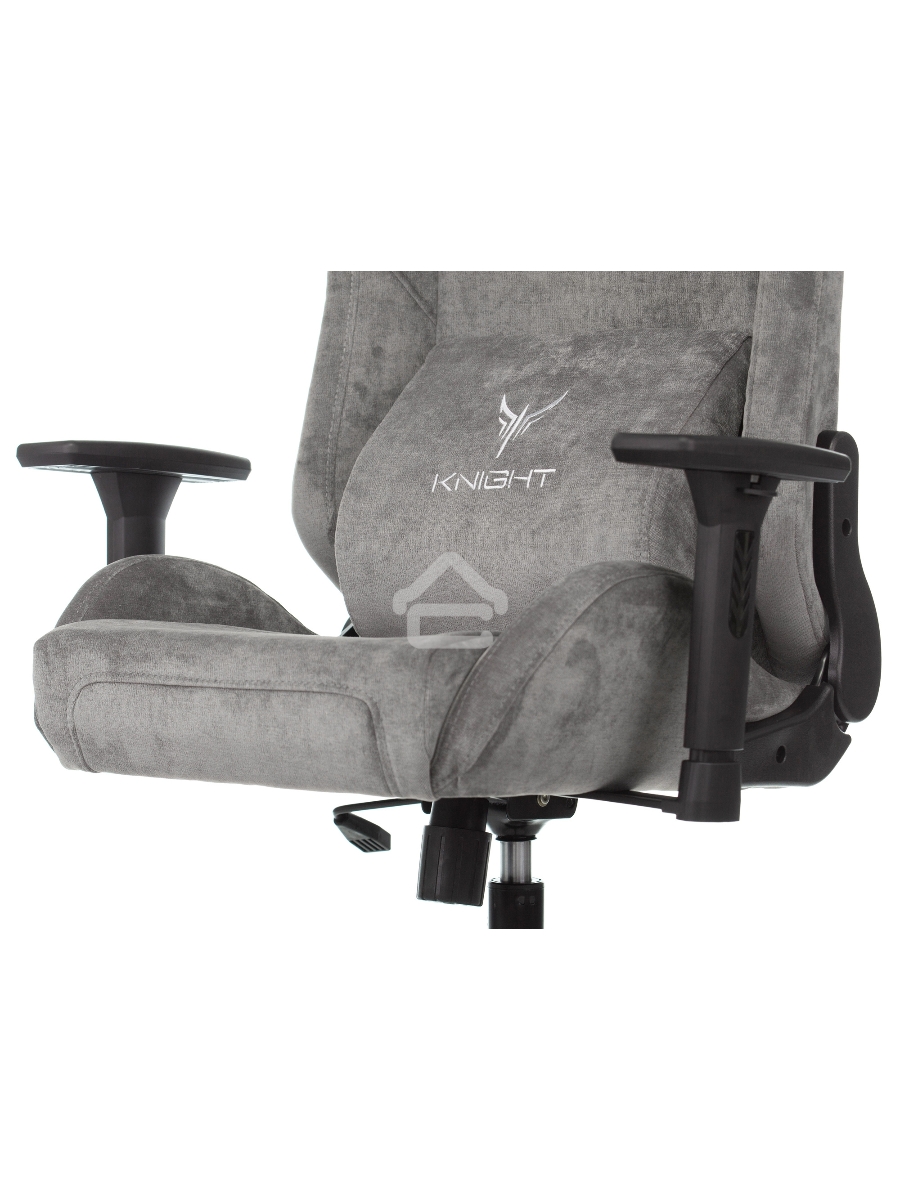 Кресло игровое Knight N1 Fabric серый Light-19 с подголов. крестовина металл
