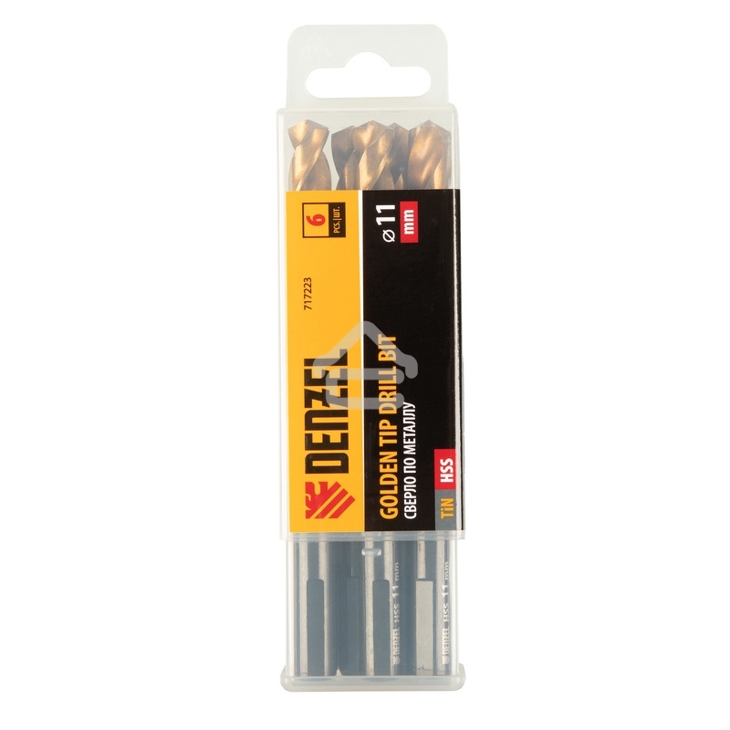 Сверло по металлу, 11 мм, HSS-Tin, Golden Tip, 6 шт. Denzel