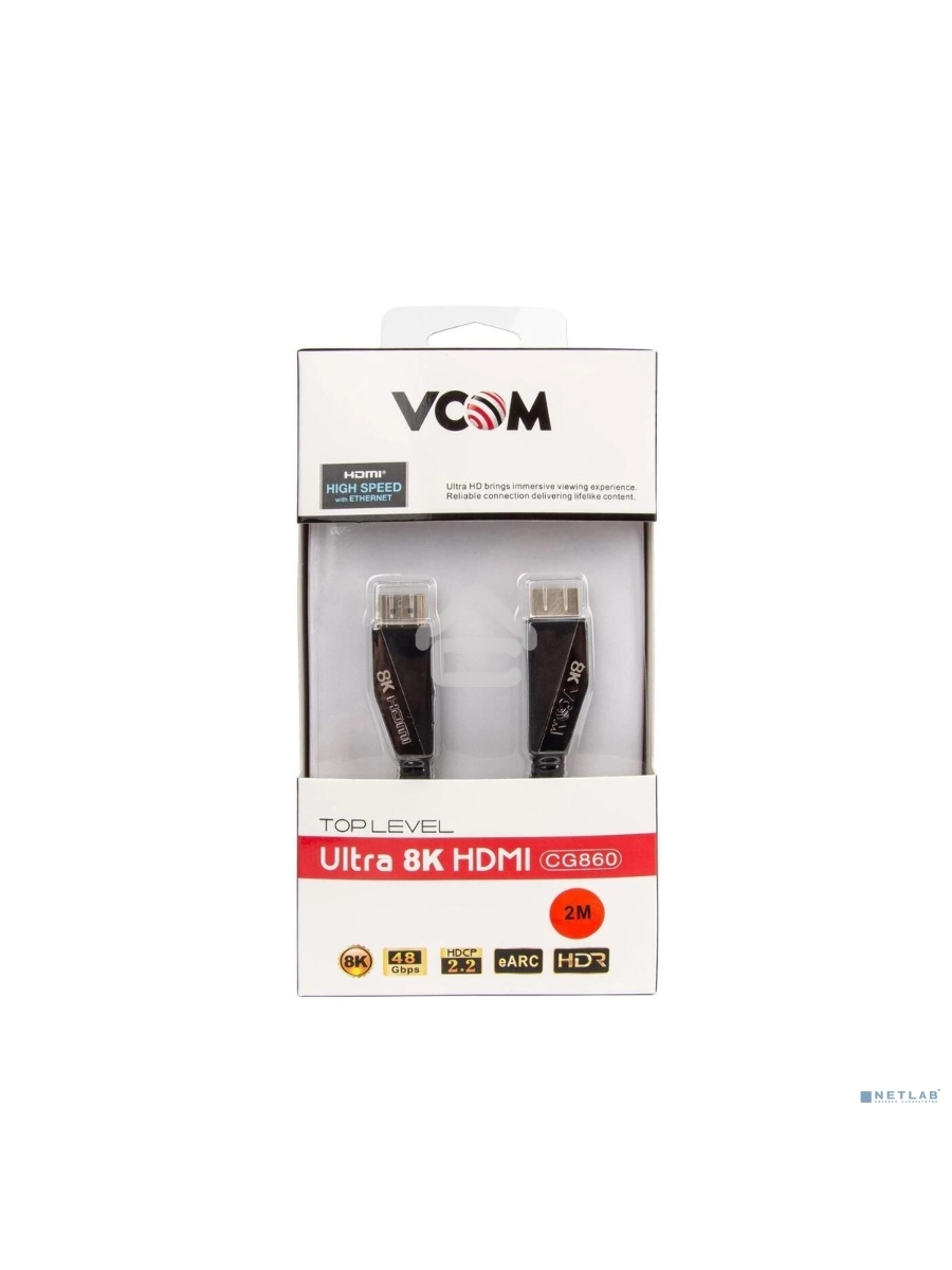 Кабель HDMI 19M/M,ver. 2.1, 8K@60 Hz 2m VCOM <CG860-2M>
