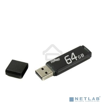 Флешка USB R/W R/W Netac U351 64Gb <NT03U351N-064G-20BK>, USB2.0, с колпачком, металлическая чёрная