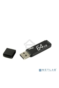 Флеш диск Netac U351 64Gb <NT03U351N-064G-20BK>, USB2.0, с колпачком, металлическая чёрная