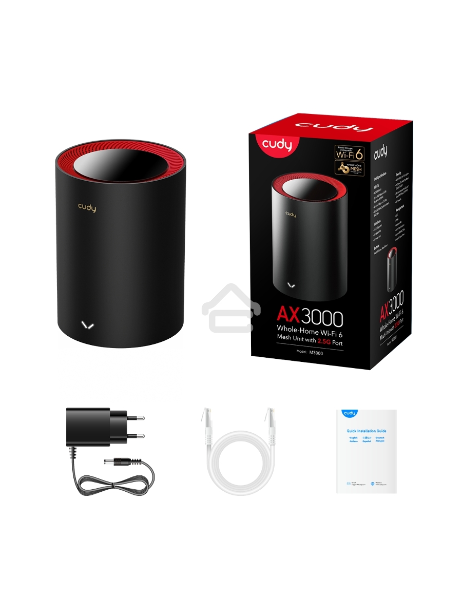 Бесшовный Mesh роутер Cudy M3000(1-PACK) AX3000 10/100/1000/2500BASE-T, белый