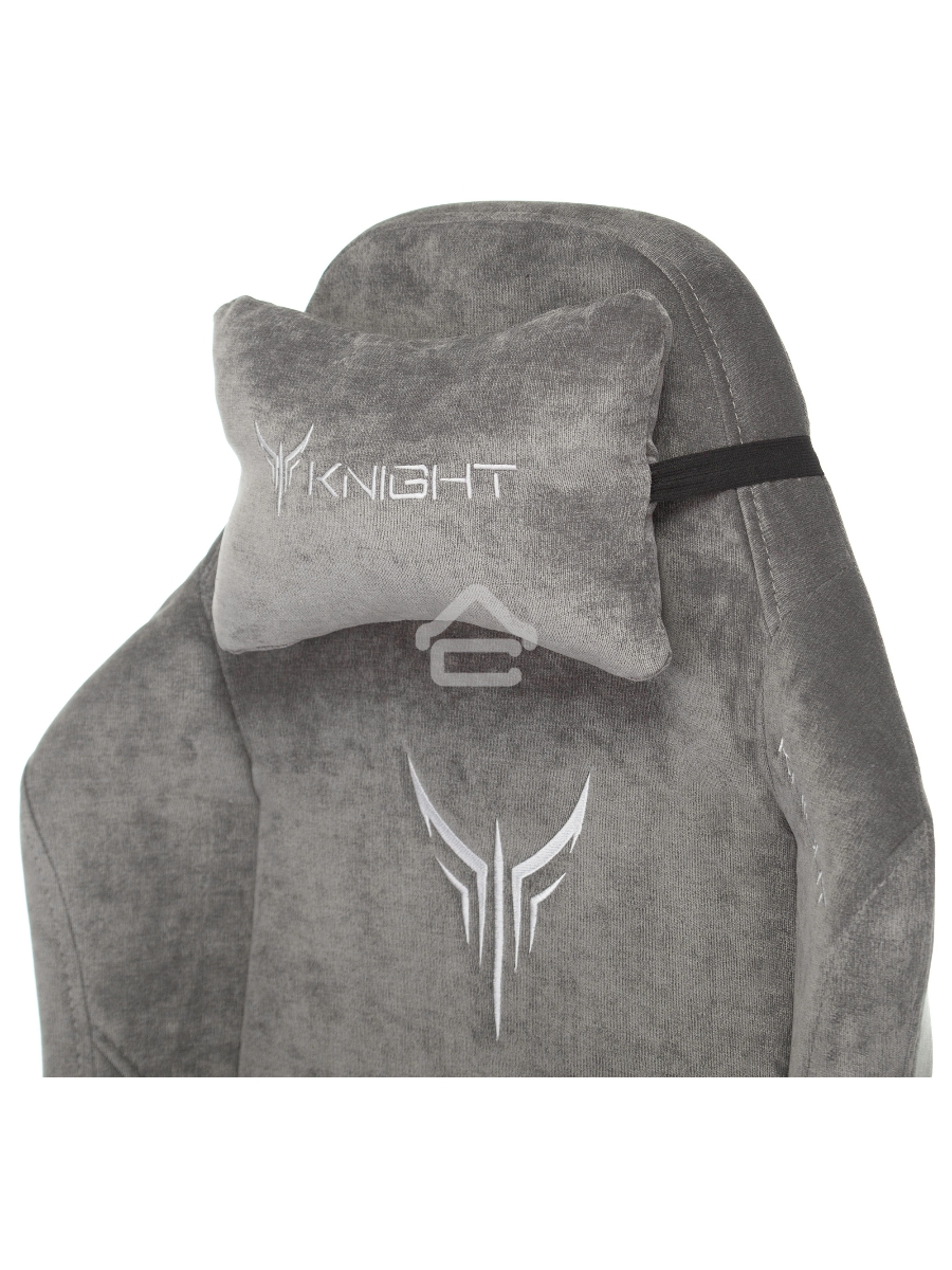 Кресло игровое Knight N1 Fabric серый Light-19 с подголов. крестовина металл