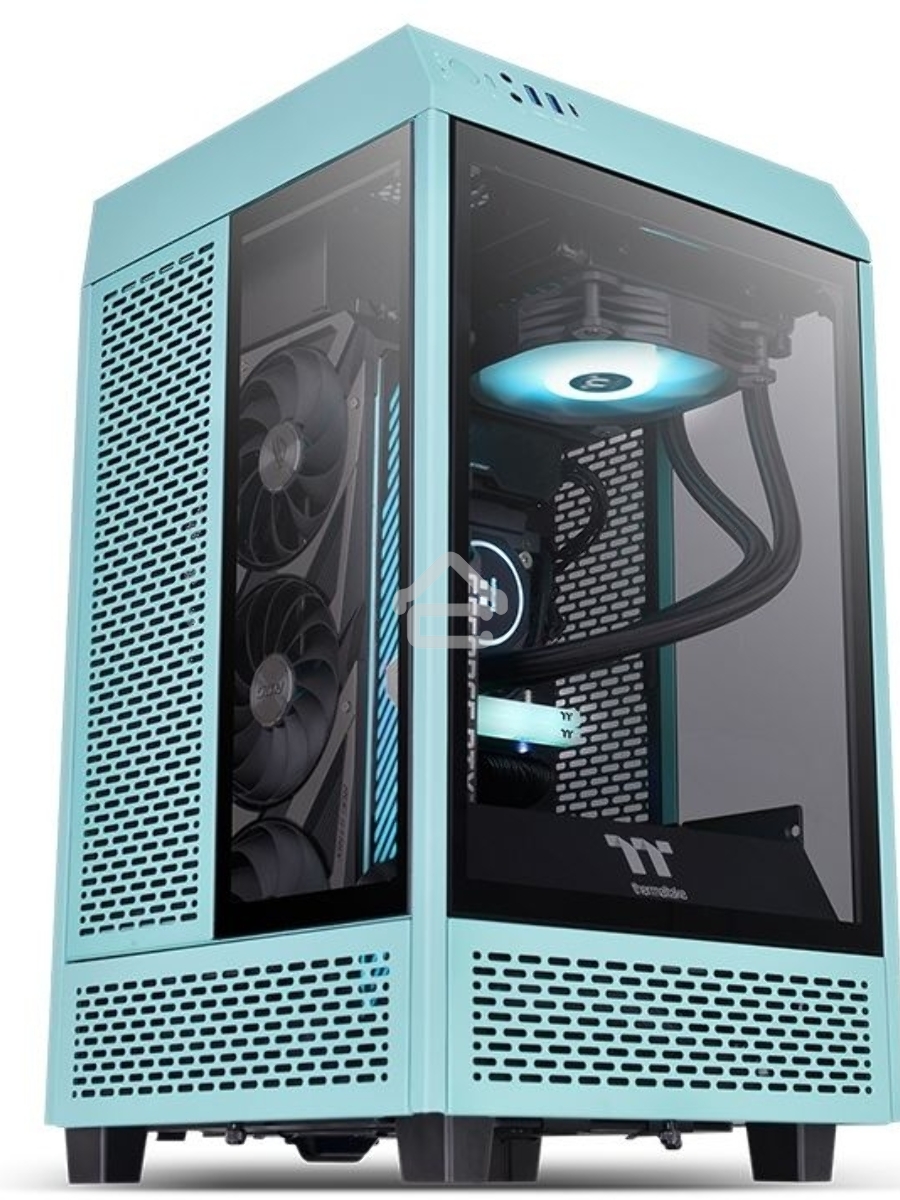 Корпус Thermaltake The Tower 100 Turquoise черный без БП miniITX 1x120mm 3x140mm 2xUSB3.0 audio bott PSU
