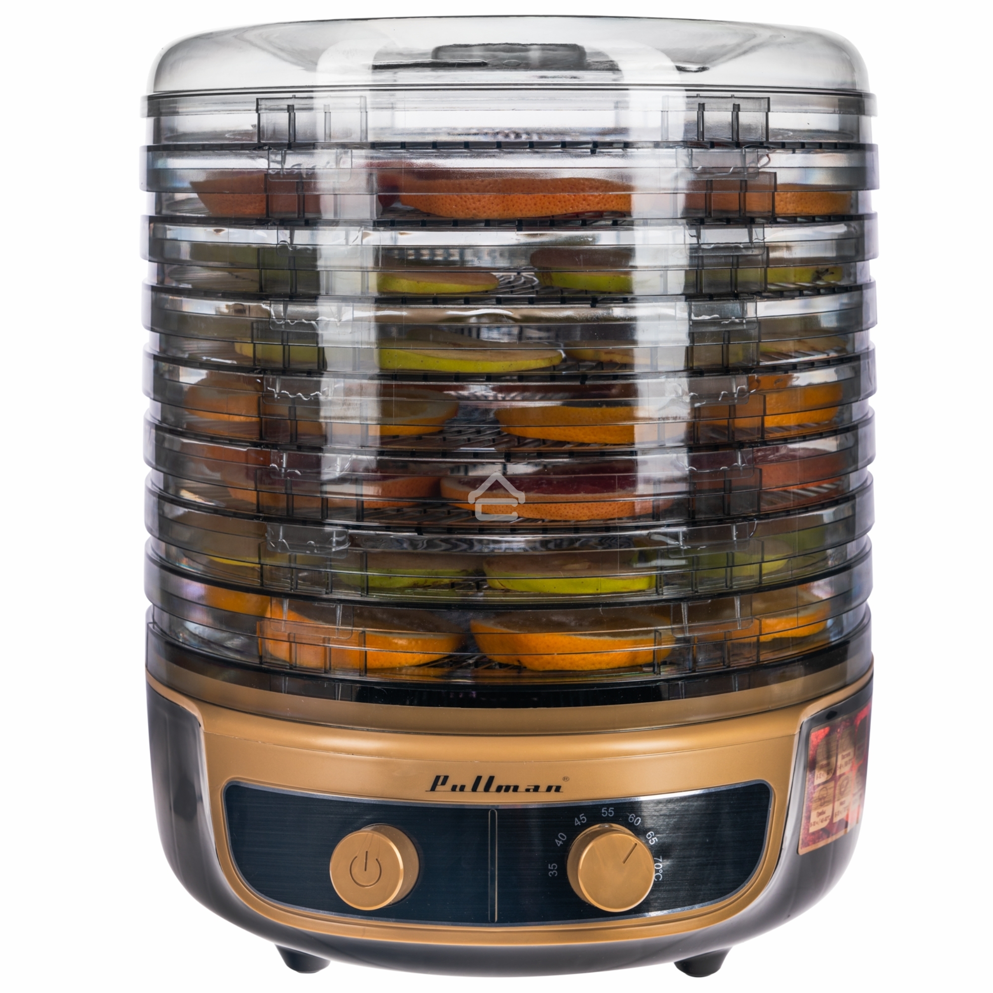 Сушилка для овощей Pullman PL-2280 черно-золот. 8 тонир. поддонов + 2 поддона для пастилы в подарок