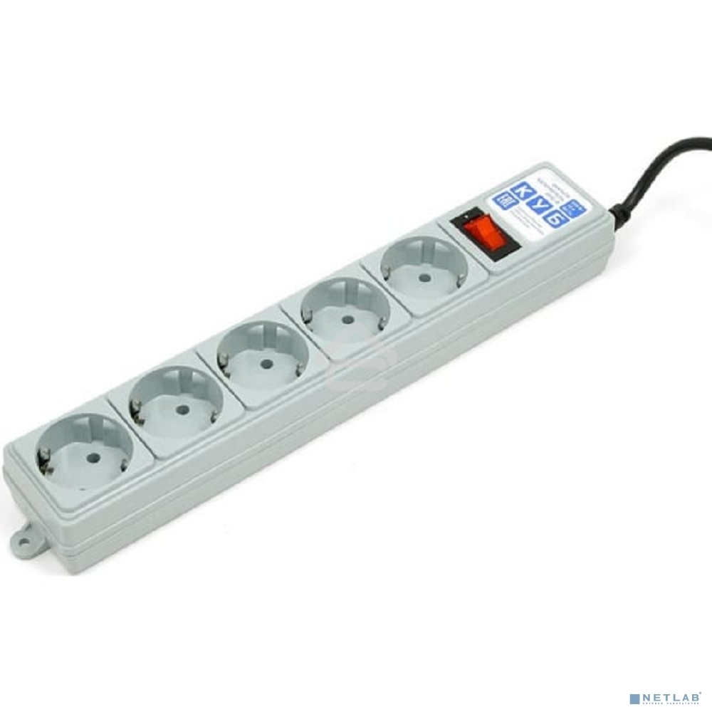 Сетевой фильтр POWER CUBE 1,9 м.* 5 розеток, серый