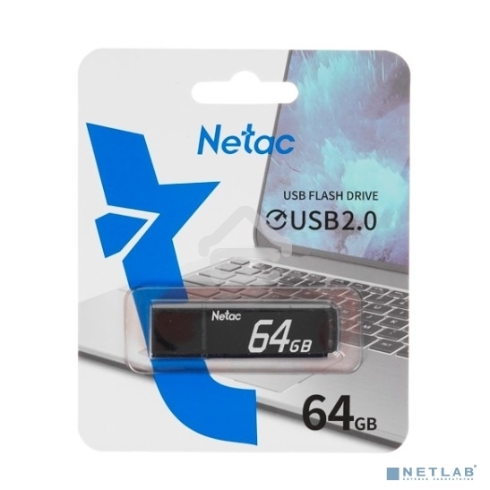 Флешка USB R/W R/W Netac U351 64Gb <NT03U351N-064G-20BK>, USB2.0, с колпачком, металлическая чёрная