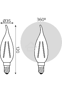 Лампа филам. Gauss Filament 11Вт цок.:E14 свеча 220B св.свеч.бел.теп. CF35 (упак.:10шт) (104801111)