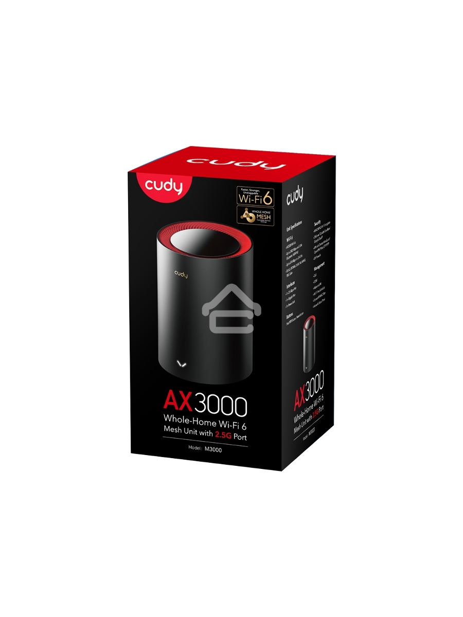 Бесшовный Mesh роутер Cudy M3000(1-PACK) AX3000 10/100/1000/2500BASE-T, белый