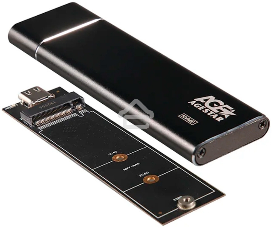 Внешний корпус AgeStar USB 3.1 Type-C M.2 NVME (M-key) AgeStar 31UBNV5C черный, алюминий, черный