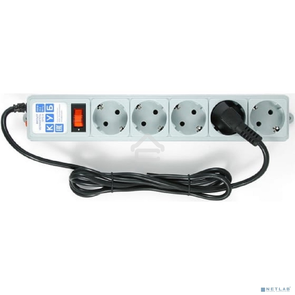 Сетевой фильтр POWER CUBE 1,9 м.* 5 розеток, серый