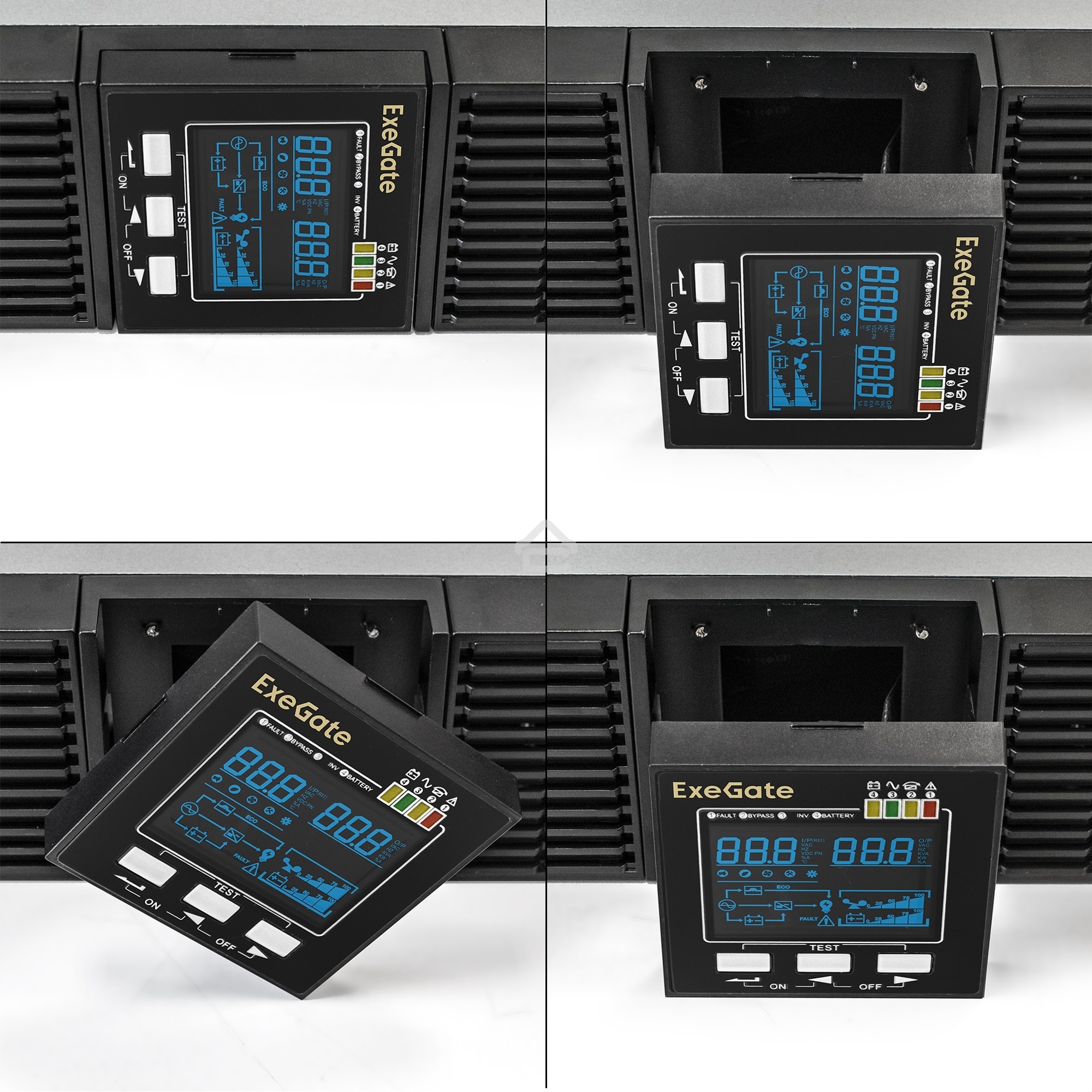Источник бесперебойного питания On-line ExeGate EP285648RUS PowerExpert ULS-3000.LCD.AVR.C13.USB.RS232.SNMP.2U <3000VA/3000W, On-Line, PF=1, LCD, 6*IEC-C13, RS232, USB, SNMP-slot, Rackmount 2U/Tower, Black>
