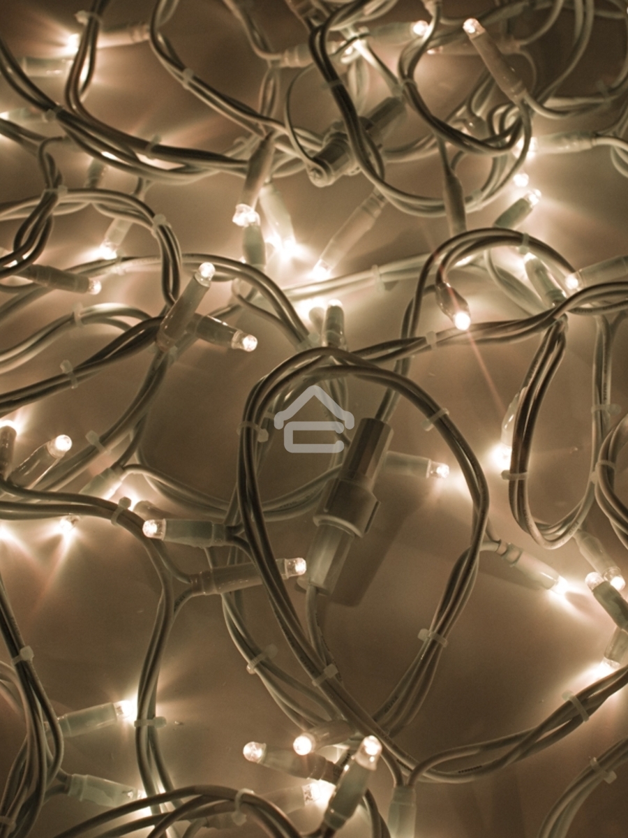 Гирлянда модульная «Дюраплей LED» 20 м, 200 LED, белый каучук, свечение теплое белое