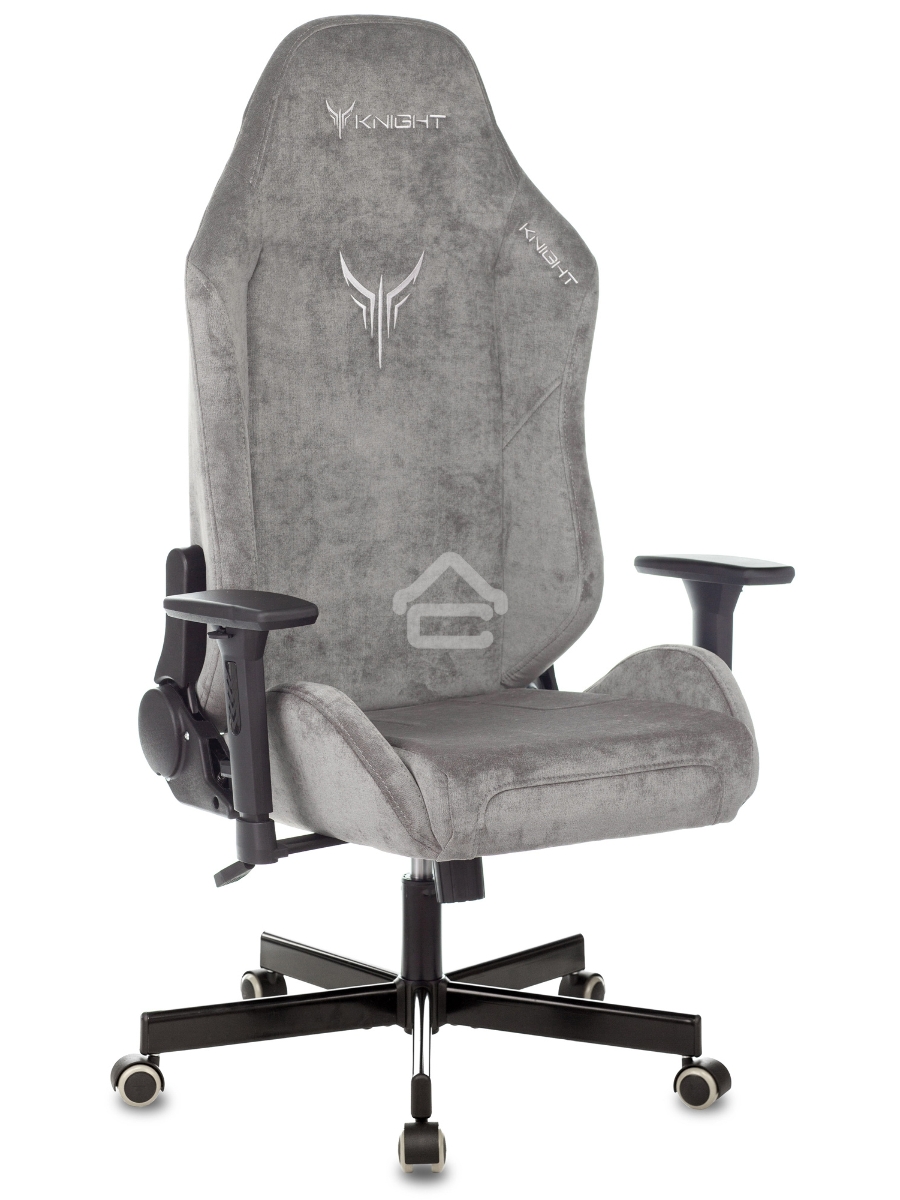 Кресло игровое Knight N1 Fabric серый Light-19 с подголов. крестовина металл